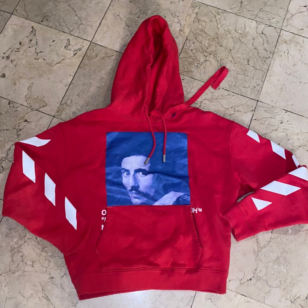 Men’s offwhite size Small red hoodie logo